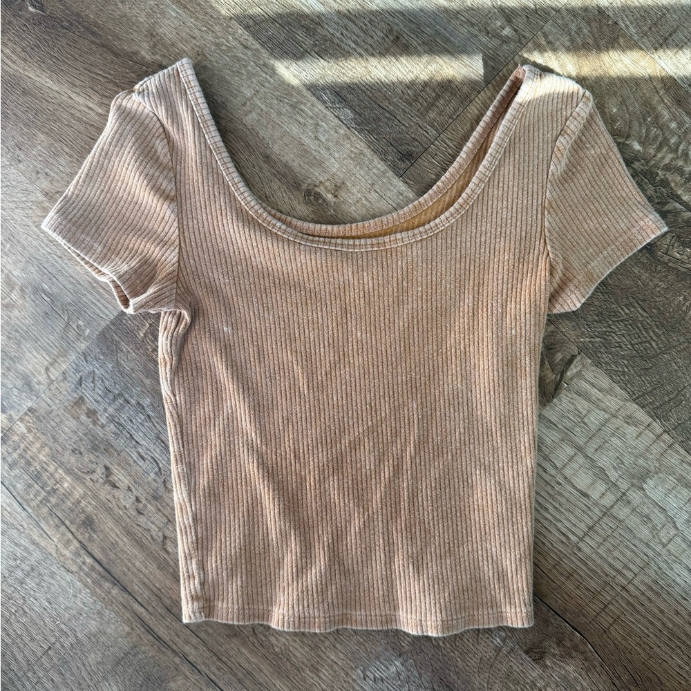 Scoop Neck Ribbed Tee